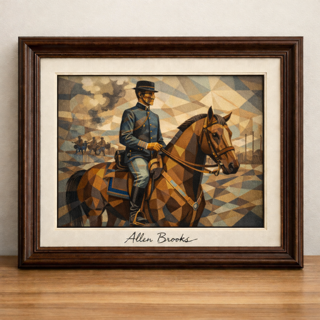 Cubist depiction of a military horseman