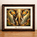 Cubist elephant in vibrant colors