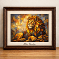 Cubist lion in vibrant colors