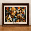 Cubist portrait in a gallery setting
