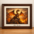 Dragon in a fiery landscape