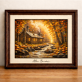 Rustic cabin in autumn colors
