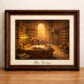Vintage library in warm light